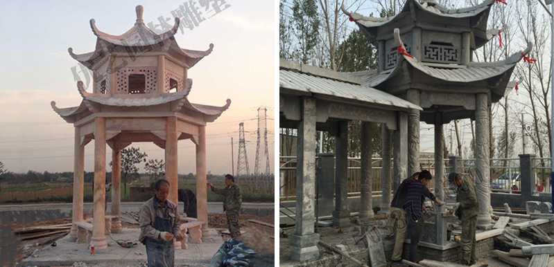 中式大理石涼亭安裝，石雕景觀(guān)亭子工廠(chǎng)，中式?jīng)鐾S(chǎng)家