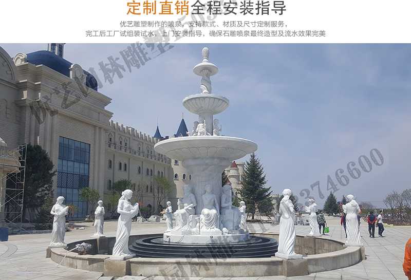 大理石景觀噴泉安裝，如何安裝大型景觀噴泉，定制石雕噴泉工廠