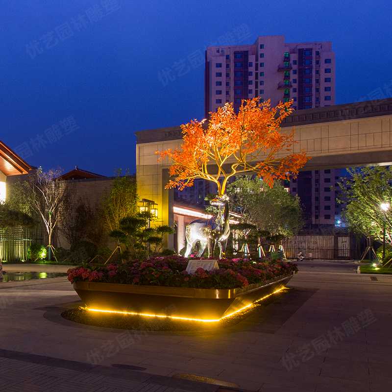 不銹鋼鹿，不銹鋼雕塑廠家，定制不銹鋼雕塑