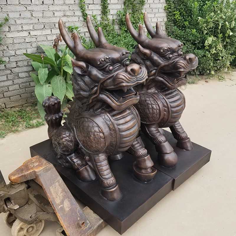 銅麒麟雕塑，銅麒麟擺件，鎮(zhèn)宅風水麒麟